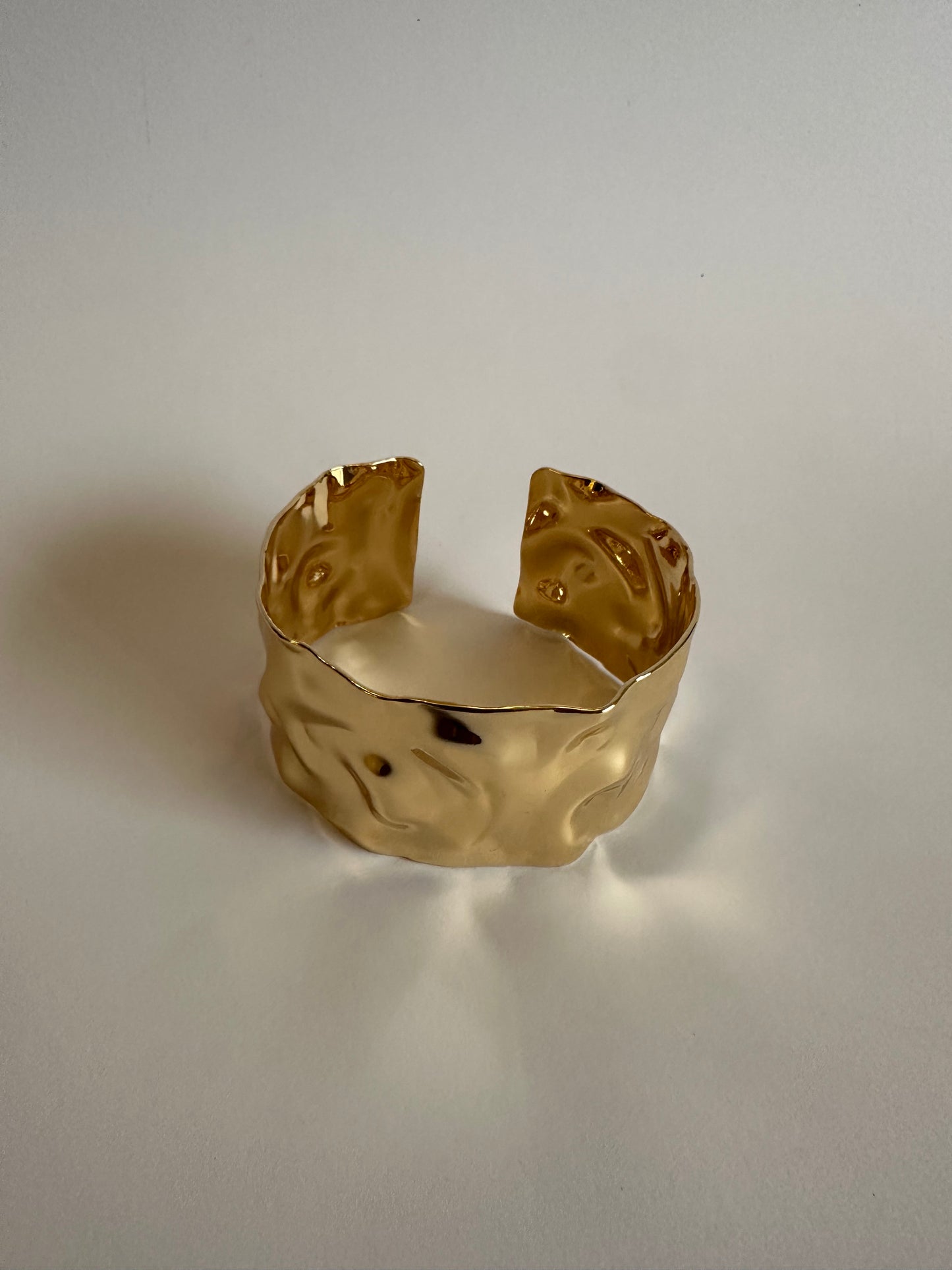 Golden Sculptural Molten Cuff Bracelet