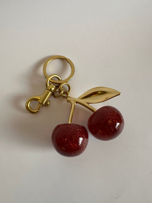 Elegant Cherry Charm Keychain