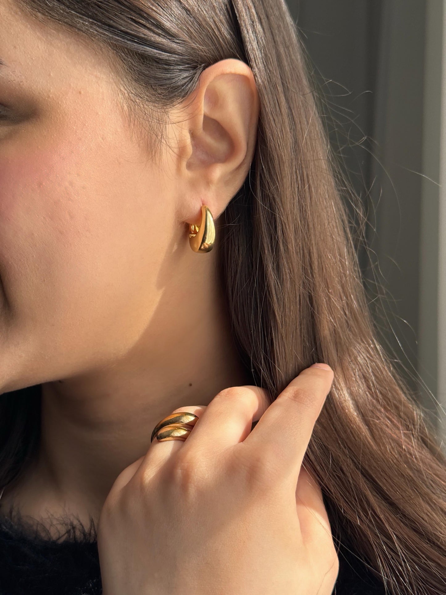 Petite Golden Crescent Studs