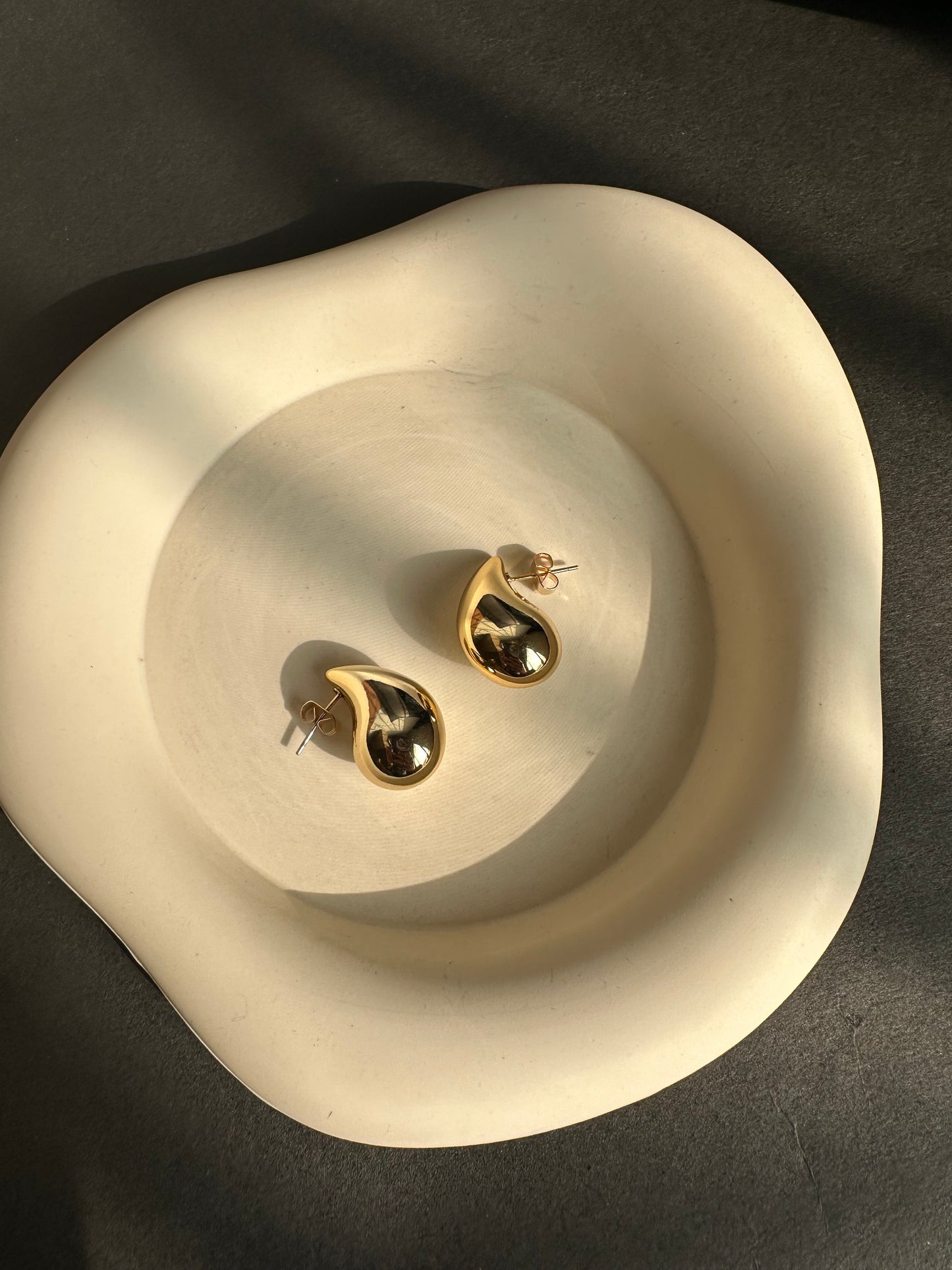 Molten Teardrop Earrings in Gold