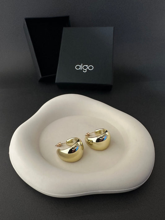 Puffy Hoop Earrings (Gold)