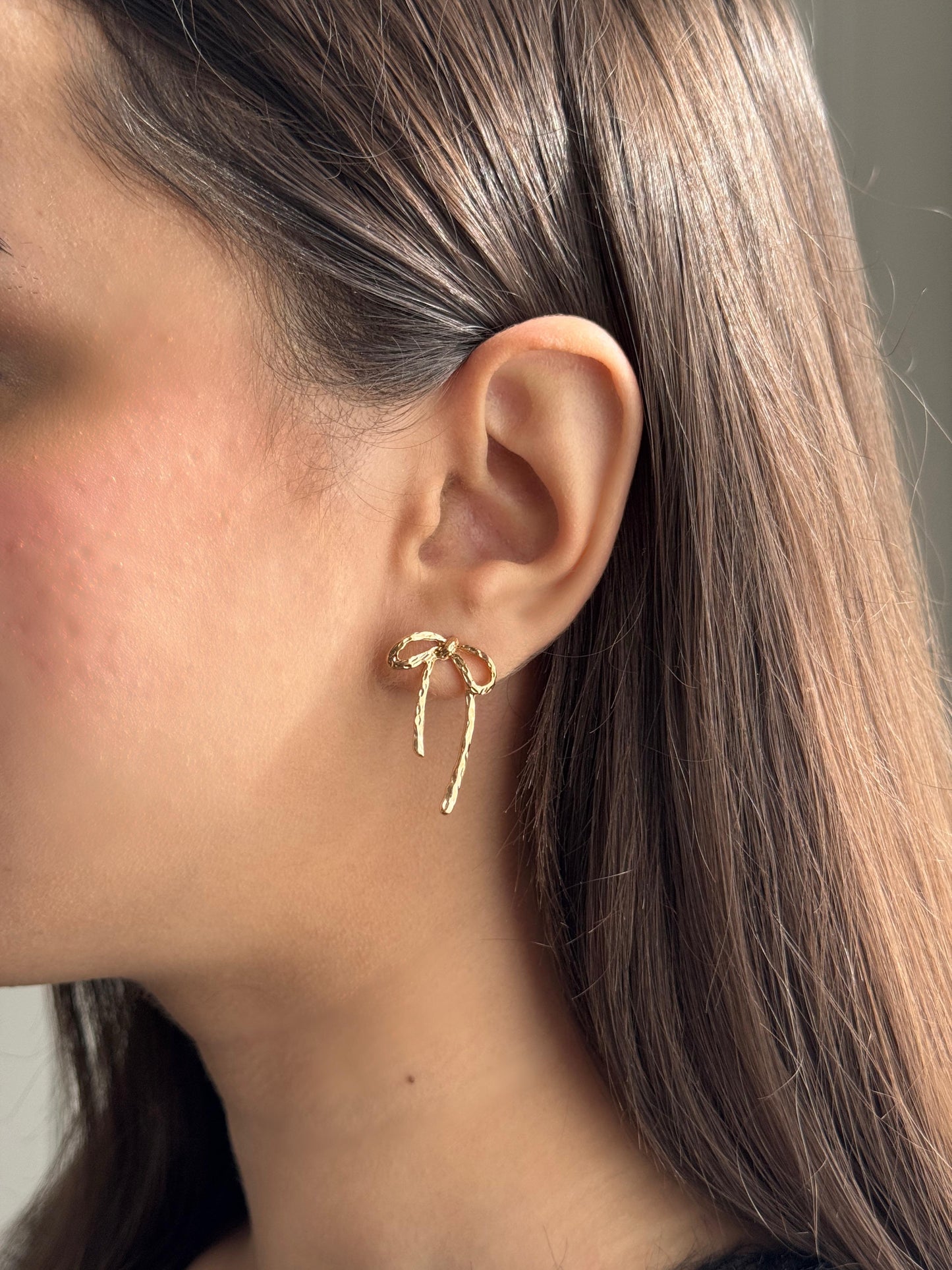 Textured Gold Ribbon Earrings