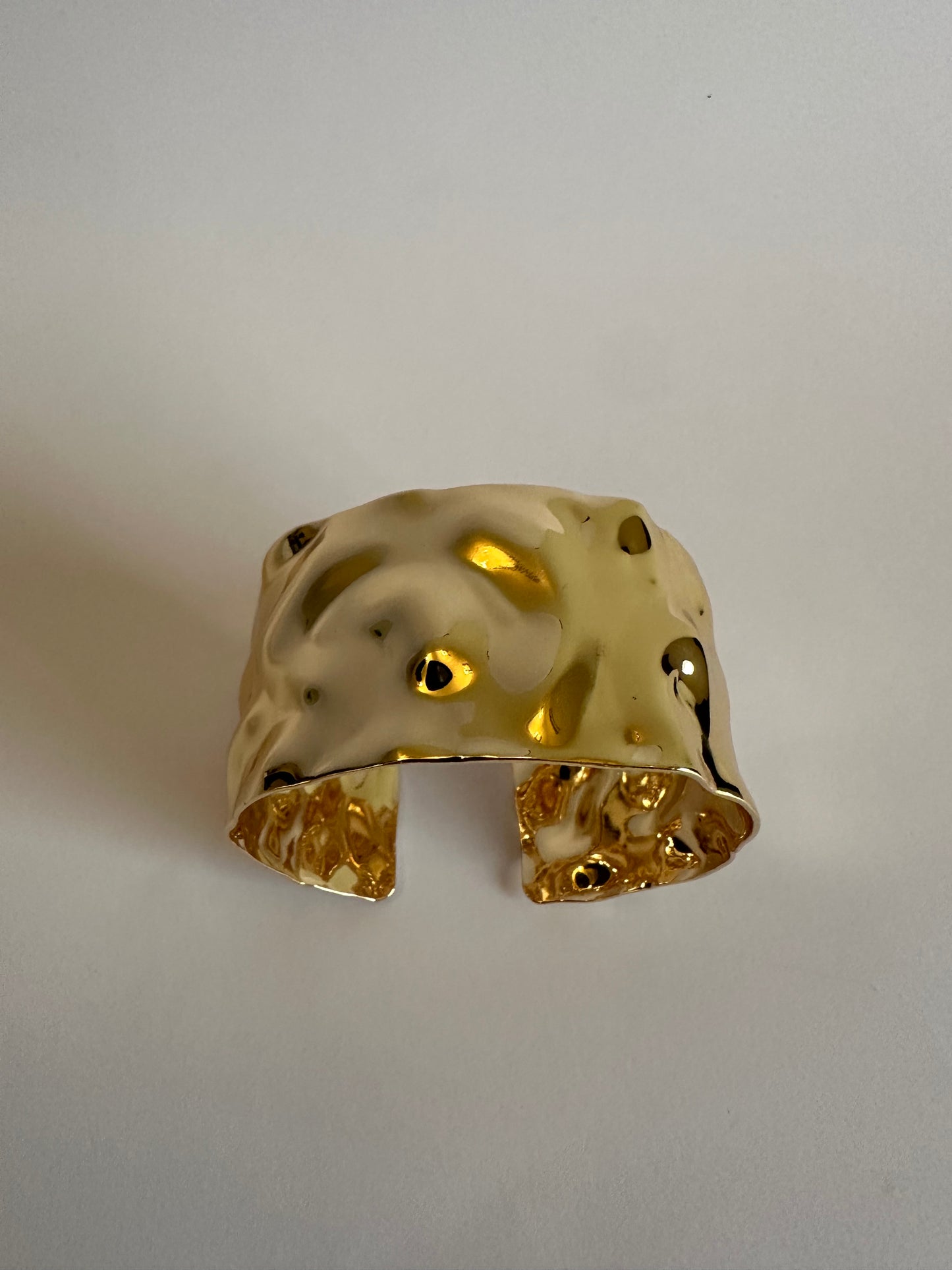 Golden Sculptural Molten Cuff Bracelet