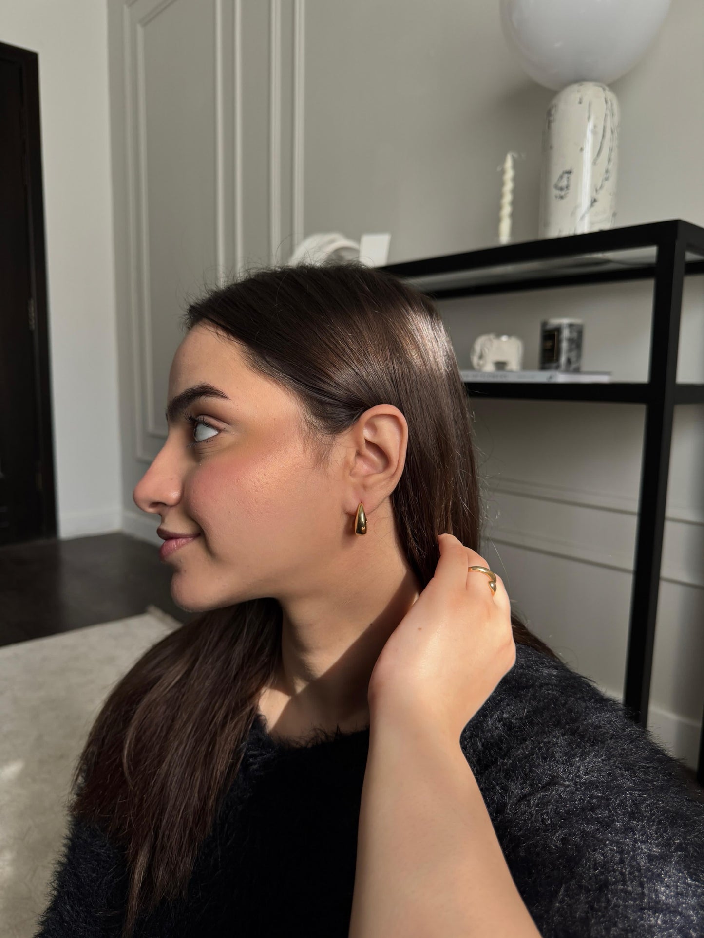Petite Golden Crescent Studs