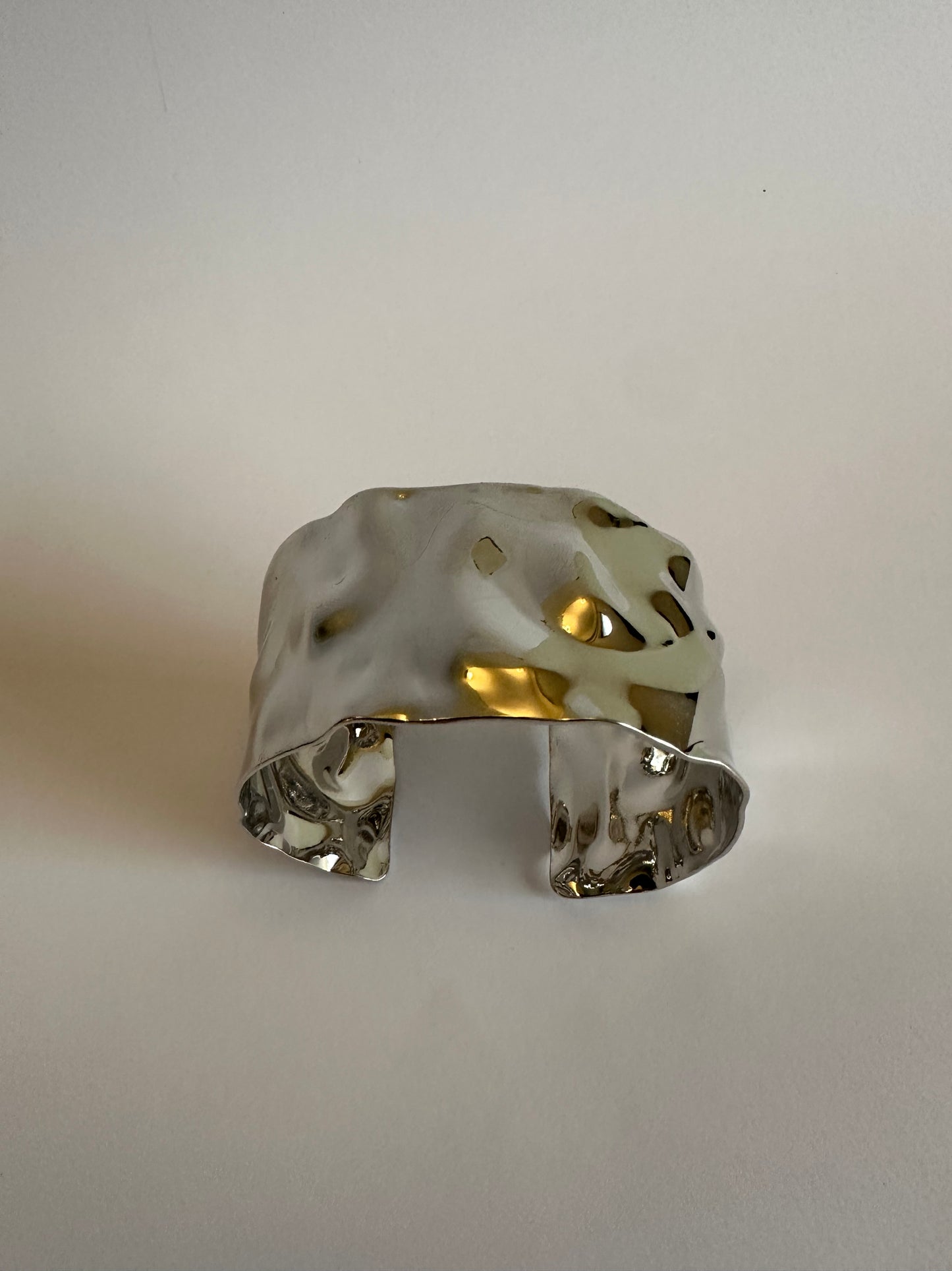 Silver Sculptural Molten Cuff Bracelet