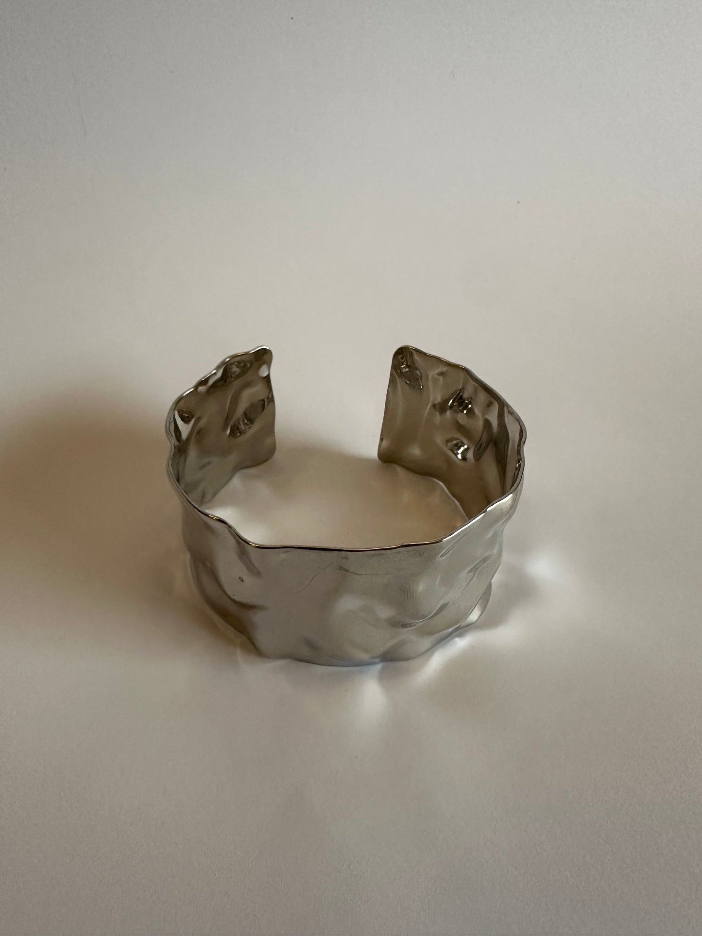 Silver Sculptural Molten Cuff Bracelet