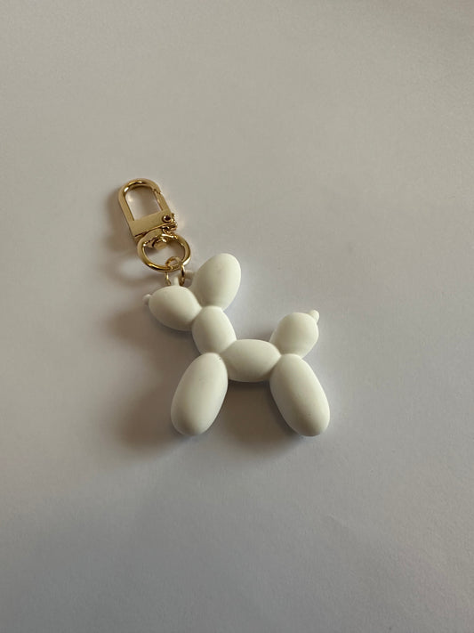 Matte White Balloon Dog Keychain