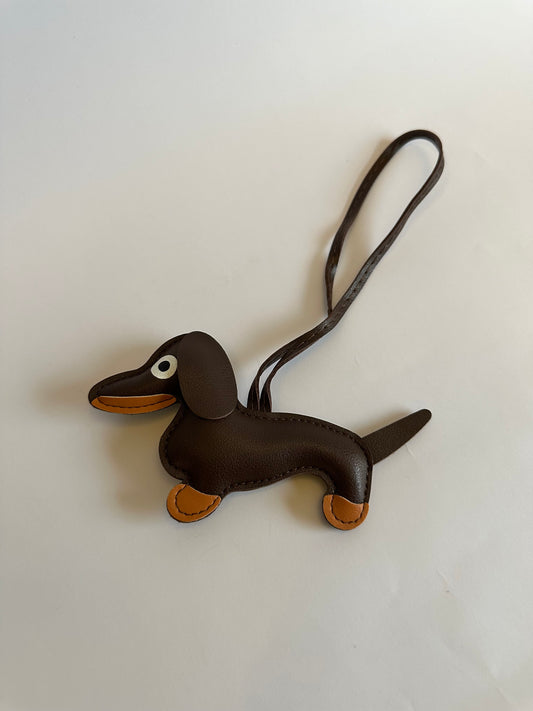 Adorable Dachshund Leather Bag Charm