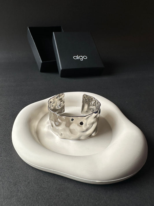 Silver Sculptural Molten Cuff Bracelet