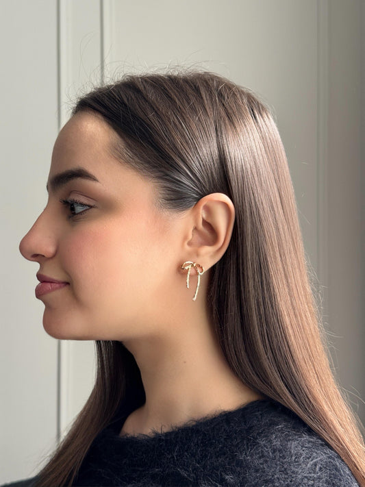 Textured Gold Ribbon Earrings