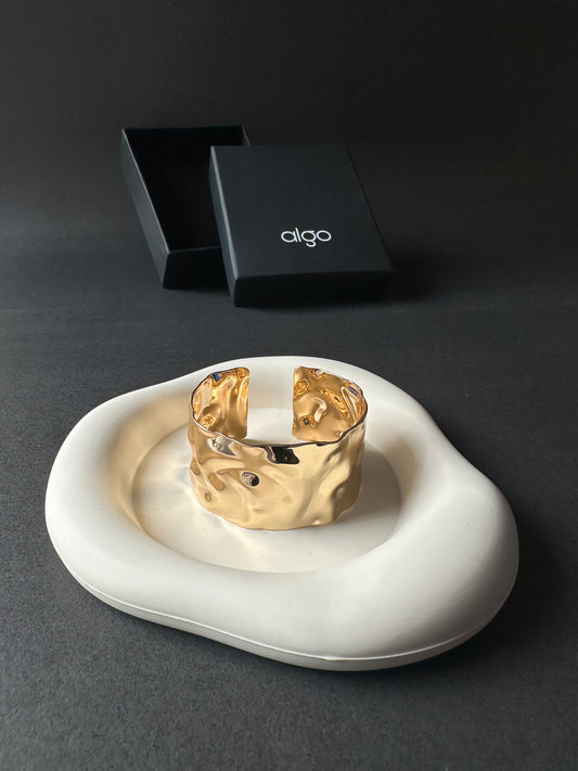 Golden Sculptural Molten Cuff Bracelet