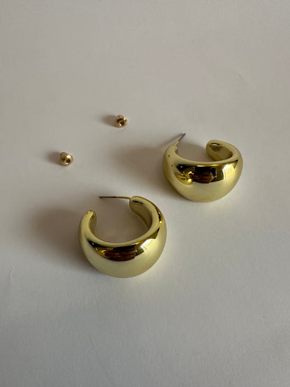 Puffy Hoop Earrings (Gold)